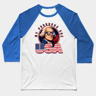 My Pronouns are USA Funny George Washington in Sunglasses Baseball T-Shirt
